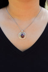 Ruby Cabochon Sterling Silver Pendant: Heart Chakra Gemstone