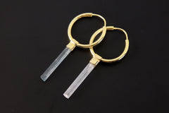 Australian Aquamarine Gold Plated Sterling Silver Hoop Earrings