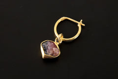 Rubellite Pink Tourmaline Gold Plated Sterling Silver Hoop Earring: Healing Chakra Dangle
