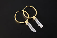 Aquamarine Gold Plated Sterling Silver Hoop Earrings
