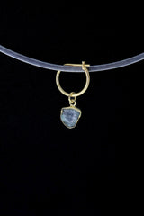 Watermelon Tourmaline hoop earring pendant displayed on a choker as a small Heart Chakra charm.