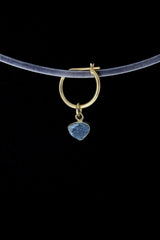 Raw Blue Tourmaline Single Hoop Earring: Gold Plated Sterling Silver