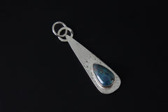 Chrysocolla Teardrop Pendant: Hammered Sterling Silver, Heart Chakra Jewelry