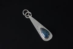 Chrysocolla Teardrop Pendant: Hammered Sterling Silver, Heart Chakra Jewelry