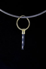 Black Tourmaline Dangle Hoop Earring: Gold Plated Sterling Silver, Heart Chakra