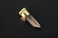 Lemurian Citrine Dangle Hoop Earring: Gold Plated Sterling Silver