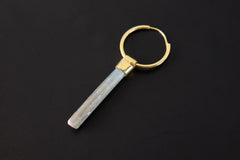 Aquamarine Hoop Earrings: Gold Plated Sterling Silver Dangle, Chakra Healing