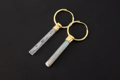 Aquamarine Hoop Earrings: Gold Plated Sterling Silver Dangle, Chakra Healing