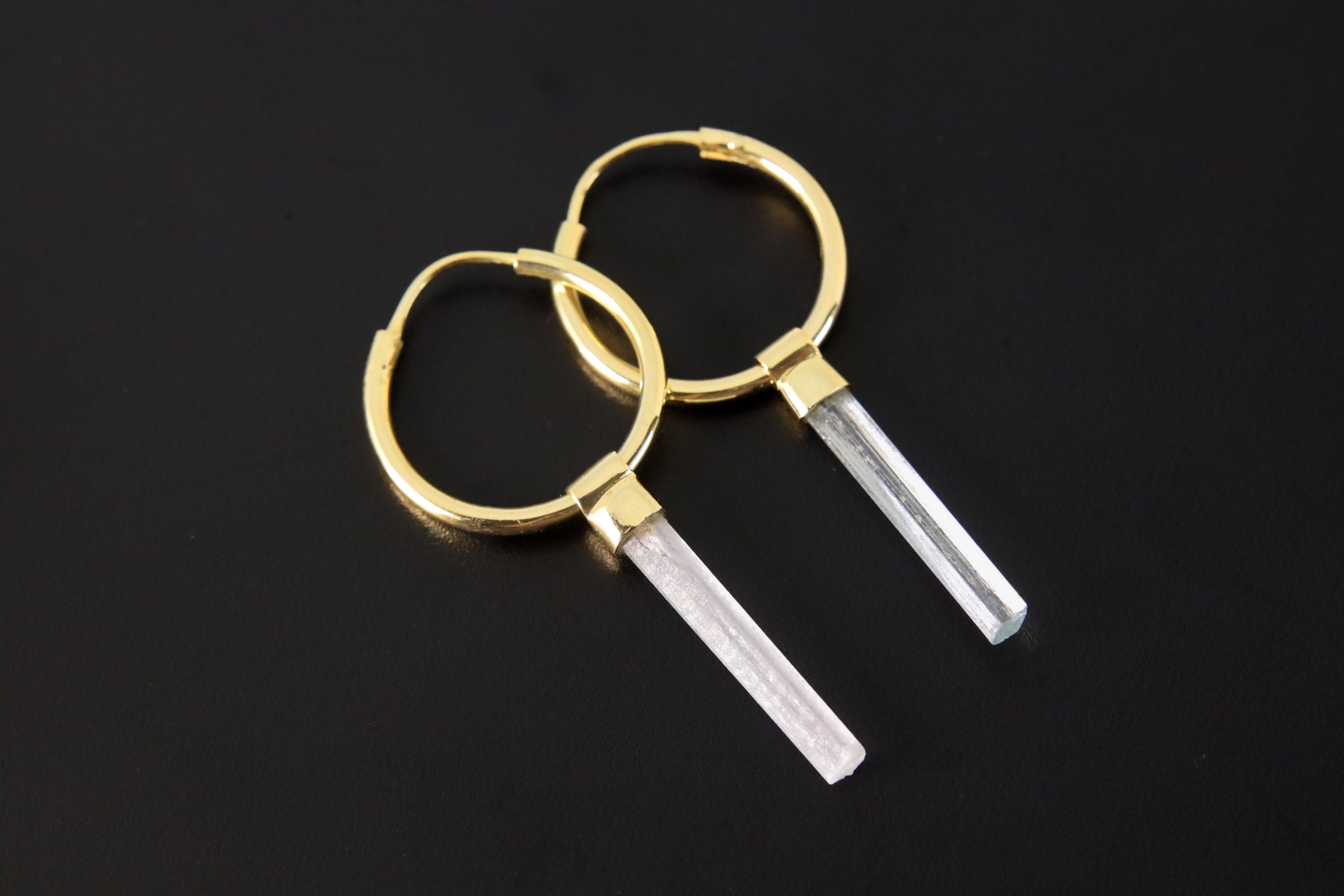 Australian Aquamarine Gold Plated Sterling Silver Hoop Earrings