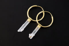 Aquamarine Gold Plated Sterling Silver Hoop Earrings