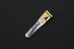 Lemurian Amethyst Point Dangle Hoop Earring: Gold Plated Sterling Silver