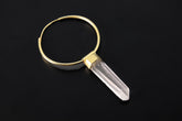 Lemurian Quartz Dangle Hoop Earring: Gold Plated Sterling Silver Chakra Jewelry