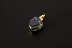 Blue Tourmaline Earring: Gold Plated Sterling Silver Dangle Hoop