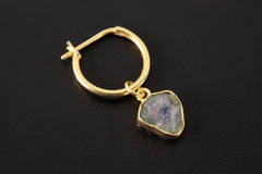 Watermelon Tourmaline Dangle Earring: Gold Plated Sterling Silver Pendant
