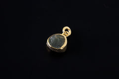 Green Tourmaline Single Hoop Earring Pendant Gold Plated 925 Silver Heart Chakra Virgo Capricorn Gift