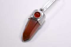 Orange Agate Generator Pendant: Sterling Silver Carnelian Cabochon, Sacral Chakra