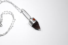 Rare Australian Morella Smoky Quartz Point Pendant with Oval Faceted Red Kyanite Gem, Sterling Silver, Root & Heart Chakra, Unique Gift