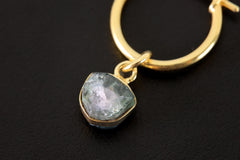 Raw Blue Tourmaline Slice Earring: Gold Plated Sterling Silver Dangle