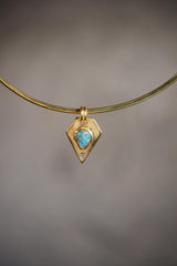 Royston Turquoise Pendant: 18K Gold-Plated Sterling Silver, Pyrite Inclusions