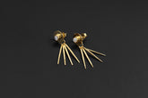 Blue Moonstone moon ray stud earrings in 925 sterling silver with gold-plated accents and dangling spike details.