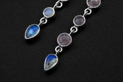 Chlorite Cabochon Pendant: Rose Quartz, Moonstone & Sterling Silver Chakra Necklace