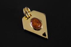 Red Kyanite Pendant 925 Silver 18k Gold Plated Pentagonal Slice Necklace Root Chakra Aries Gift