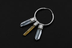 Lithium & Clear Quartz Sterling Silver Hoop Earrings: Healing Crystal Jewelry