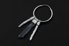 Sterling Silver Hoop Earrings: Clear Quartz & White Pearl Pendant