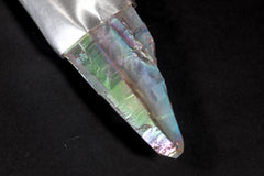 Lemurian Opal Quartz Point Pendant: Sterling Silver Apatite Cabochon, Chakra Jewelry