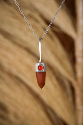 Orange Agate Generator Pendant: Sterling Silver Carnelian Cabochon, Sacral Chakra