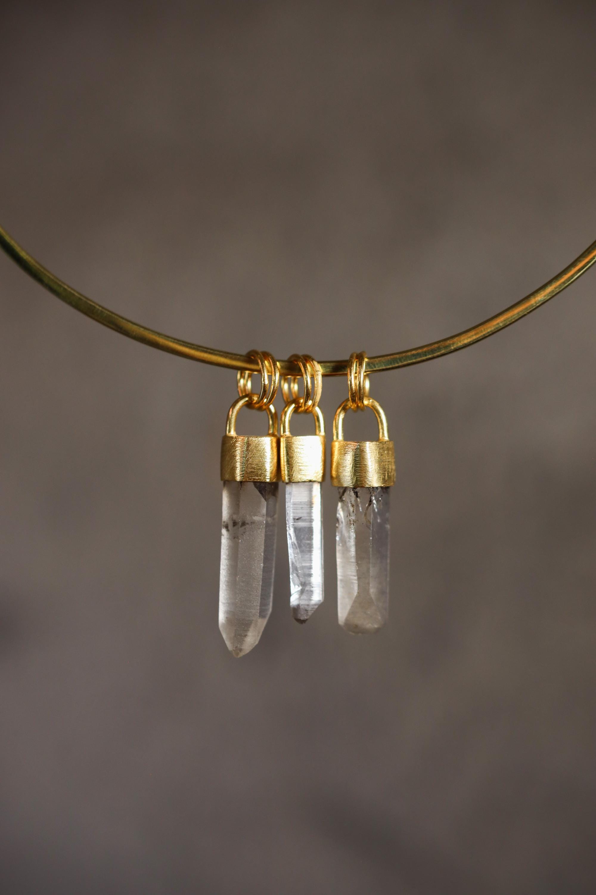 Gold Plated Quartz Point Pendant: Australian Fossicked Crystal Necklace