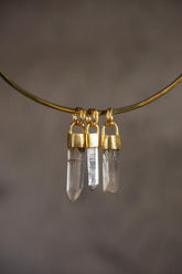 Gold Plated Quartz Point Pendant: Australian Fossicked Crystal Necklace