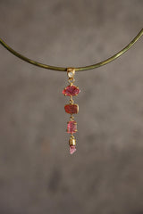 Blue Moonstone & Pink Tourmaline Pendant: 18K Gold-Plated Sterling Silver