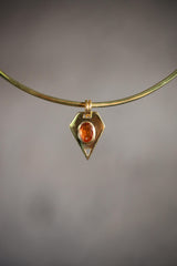 Red Kyanite Pendant 925 Silver 18k Gold Plated Pentagonal Slice Necklace Root Chakra Aries Gift