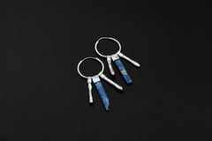 Blue Kyanite Pearl Hoop Earrings 925 Sterling Silver Stack Pendant Earrings Throat Crown Chakra Gift