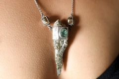 Himalayan Chlorite Quartz Emerald Dravite Pendant 925 Silver Oxidized Necklace Heart Root Crown Chakra Gift
