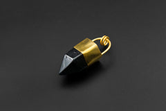 Smoky Quartz Point Pendant: 18K Gold Plated Bronze Cap, 6cm Crystal