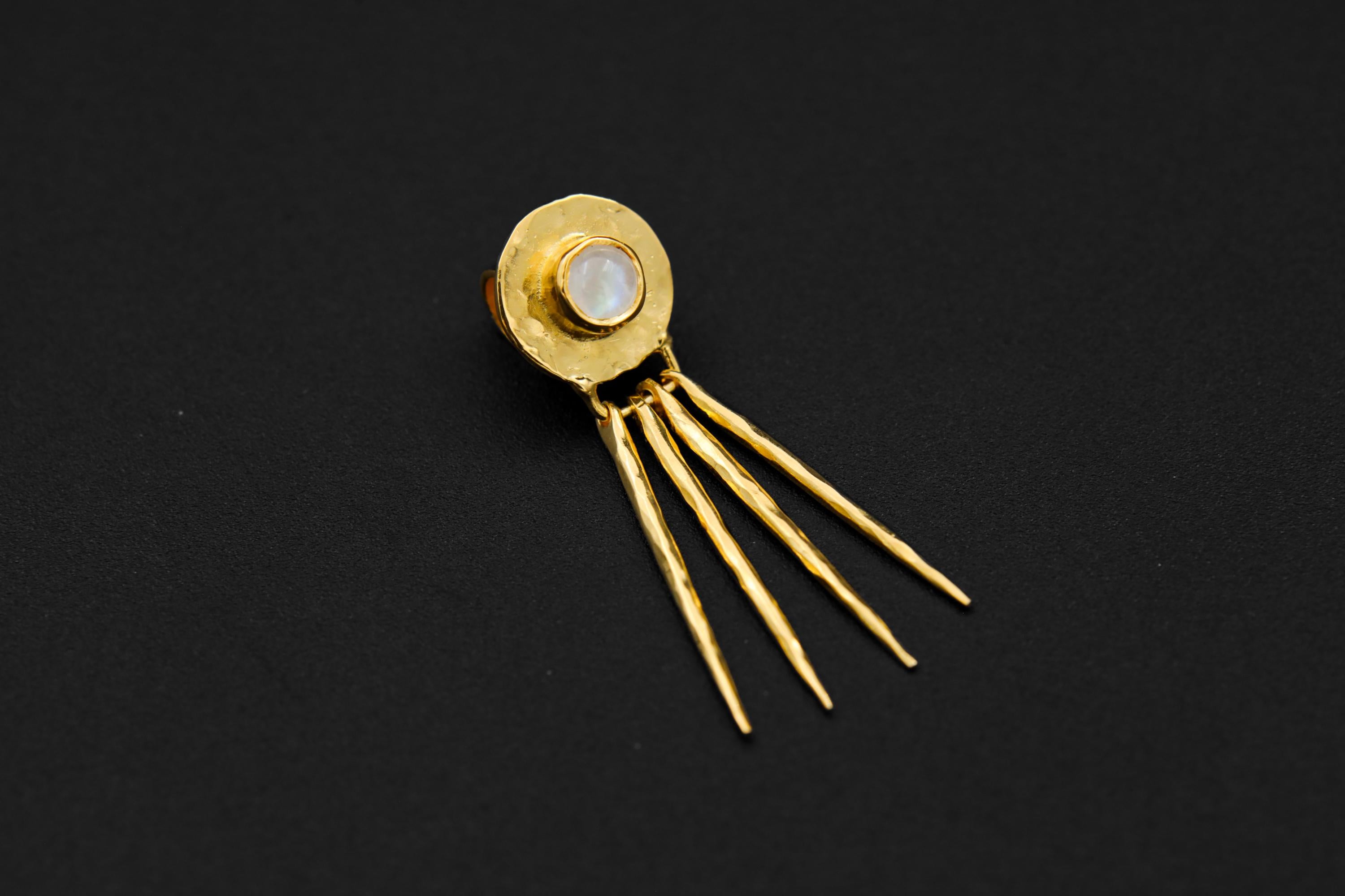 Blue Moonstone Pendant: Gold-Plated Sterling Silver, Crown Chakra Jewelry