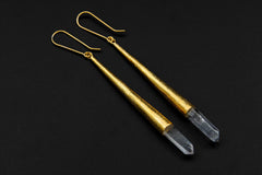 Gold Plated Sterling Silver Quartz Earrings: Himalayan Chlorite Phantom