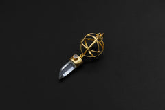 Gold Plated Lemurian Quartz & Moonstone Pendant: Sterling Silver Chakra Jewelry
