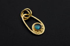 Rainbow Labradorite Sun & Moon Pendant: Boho Gold Plated Sterling Silver