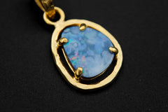 Opal Doublet Pendant: Hammered Sterling Silver, 18k Gold Plated