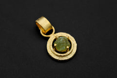 Raw Green Peridot Pendant: 18k Gold-Plated Sterling Silver, Sand-Textured