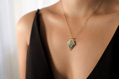 Royston Turquoise Pendant: 18K Gold-Plated Sterling Silver, Pyrite Inclusions