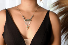 Labradorite Pendant: Sterling Silver, Apatite, Emerald & Kunzite - Chakra Healing Boho Necklace