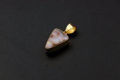 Australian White Opal Pendant: 18K Gold-Plated Sterling Silver, Heart Chakra