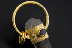 Lithium Quartz & Gemstone Pendant: 18K Gold-Plated Sterling Silver, Virgo Libra Zodiac