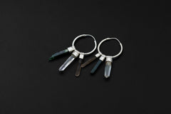 Green Jade Smoky Quartz Clear Quartz Hoop Earrings 925 Sterling Silver Heart Root Chakra Taurus Gift