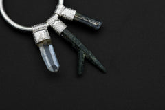 Chlorite Quartz & Tourmaline Sterling Silver Hoop Earrings: Versatile Crystal Pendant