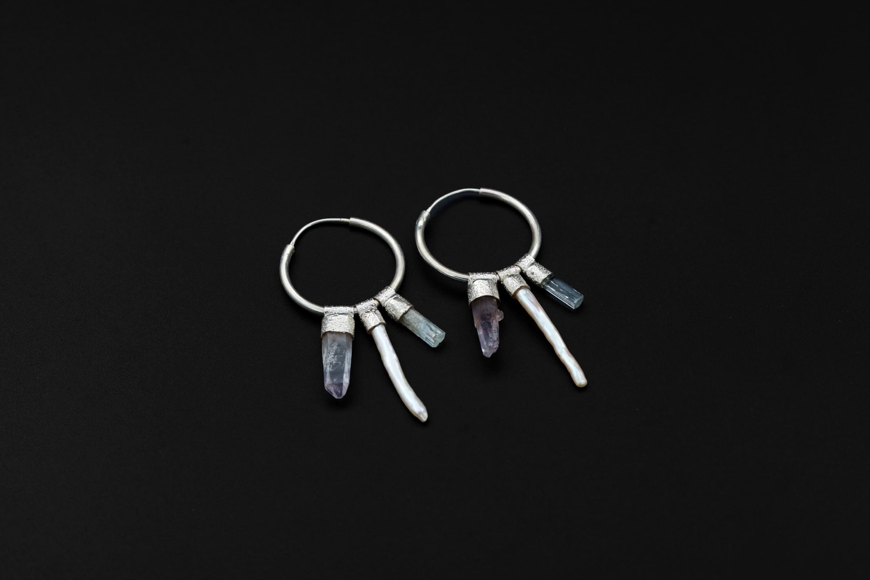 Vera Cruz Amethyst & Pearl Sterling Silver Earrings: Chakra Healing